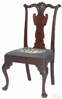 Pennsylvania Queen Anne walnut dining chair, ca. 1765, with a shell carved crest and trifid feet