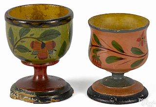 Joseph Lehn (Lancaster, Pennsylvania 1798-1892), two turned and painted egg cups