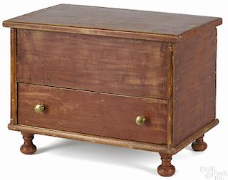 Pennsylvania painted pine and poplar miniature blanket chest, early 19th c.