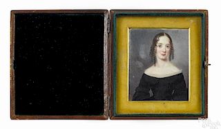 Attributed to Anson Dickinson (American 1779-1852), miniature watercolor on ivory portrait