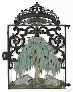 Painted cast iron garden gate, late 19th c., 41 3/4'' x 28''.