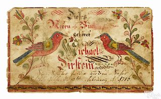Johann Adam Eyer (Bucks County, Pennsylvania 1755-1837), ink and watercolor fraktur bookplate