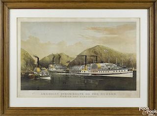 Currier & Ives lithograph, titled American Steamboats on the Hudson Passing the Highlands