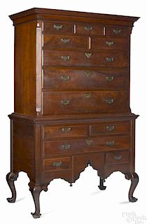 Southeastern Pennsylvania or New Jersey Queen Anne walnut high chest, ca. 1750