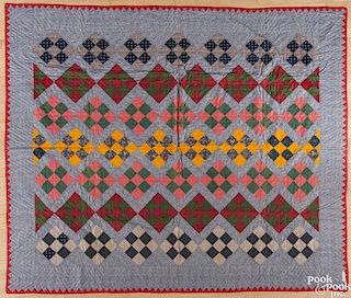 Pennsylvania nine-patch quilt, ca. 1880, 94 1/2'' x 80''.