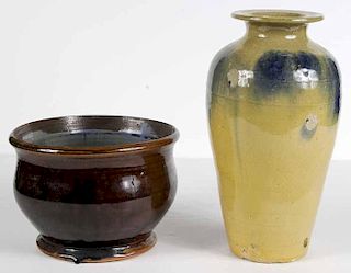 Stoneware Vase and Bowl