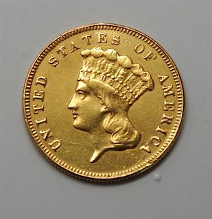 1874 Indian Princess 3 Dollar Gold US Coin