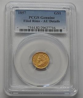 PCGS 1857 Indian Princess 1 Dollar Gold US Coin