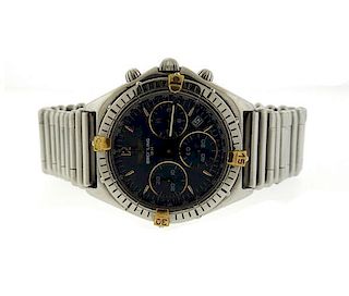 Breitling Windrider 18k Gold Steel Chronograph Watch ref D55046