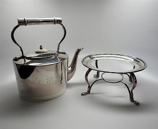 Antique Silver plated  Tea Pot Kettle with on Warmer Stand