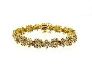 14k Gold Diamond Flower Motif Bracelet