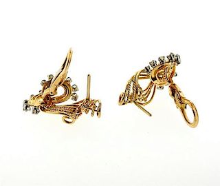 Vintage 14k Gold Diamond Earrings