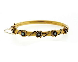 Antique 14K Gold Opal Bangle Bracelet