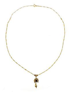 14K Gold Amethyst Opal Lavalier Pendant Necklace