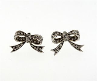 18K Gold Diamond Bow Stud Earrings