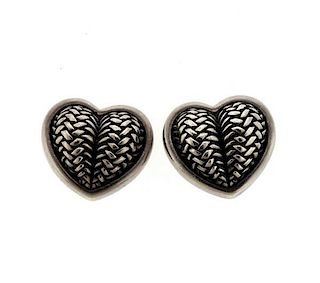 Kieselstein Cord Sterling Silver Heart Earrings