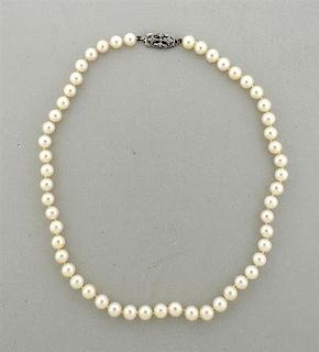 Mikimoto Silver Clasp Pearl Necklace