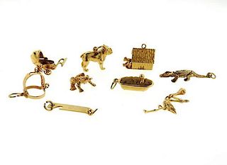 1940s 14K Gold  3D Charm Lot of 9