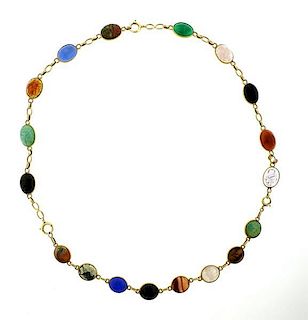 1920s 14K Gold  Gemstones Scarab Necklace Bracelet Set