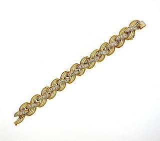 1960s 18K Gold Diamond Braided Bracelet