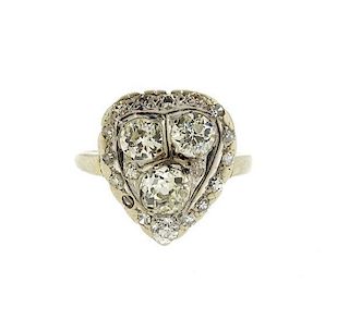 Antique  14k Gold Diamond Heart Ring