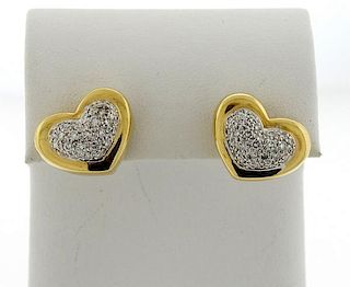 Omar Torres 18K Gold Diamond Heart Earrings