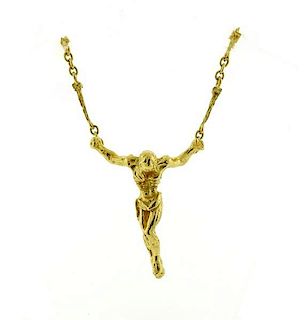 Salvador Dali Cristo De San Juan De La Cruz 18k Gold Necklace