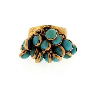 18k Gold Turquoise Charm Ring