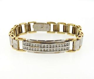 Modern 14k Gold Diamond Men&#39;s Bracelet