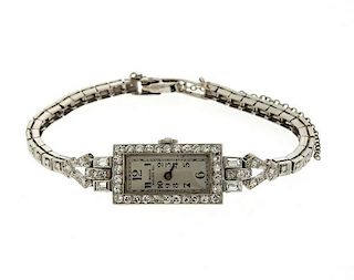 Art Deco Patek Philippe Dial Diamond Watch