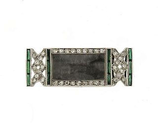 Art Deco Platinum Diamond Emerald Watch Case