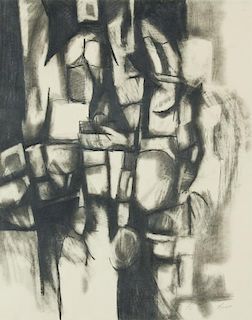 Paul Keene (1920-2009) Abstract Charcoal Drawing