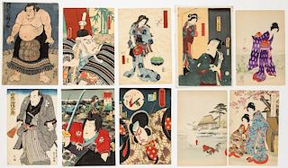Collection of 10 Antique Japanese Prints