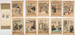 Collection of 11 Antique Japanese Prints