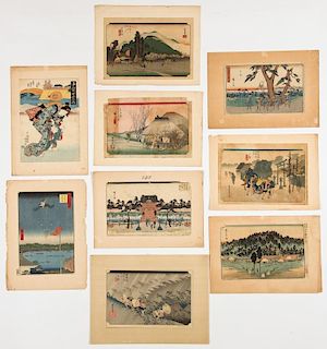 Collection of 9 Antique Japanese Prints