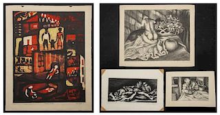 4 Works by American Printmakers Jerome Kaplan and Sol Carson