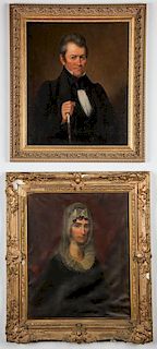 A Pair of Antique Portraits of Mr. and Mrs. John Campbell of Jackson, Tennessee