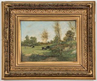 Giovanni Piumati (Italian, 1850-1915) Pastoral Landscape with Cows