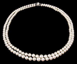 Double Graduated Strand Pearl Necklace