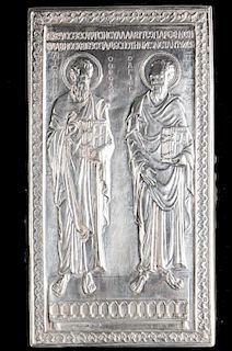 Henryk Winograd Pure Silver Russian Icon of Saints Peter and Paul