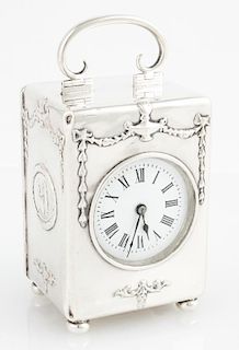 Antique English Silver Carriage Clock