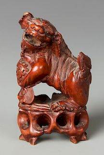 Chinese Carved Root Wood Foo Dog