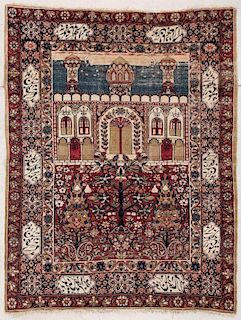 Antique Lavar Kerman Prayer Rug: 4'4'' x 5'8'' (132 x 173 cm)