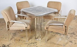 Custom Lucite and Marble Dinette Suite