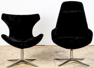 2 MCM Inspired Velvet Upholstered Lounge Chairs