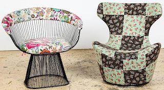 2 MCM Inspired Kantha Quilt Upholstered Chairs
