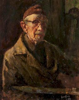 * Gustav Goetsch, (American, 1877-1969), Self Portrait, Last, 1969