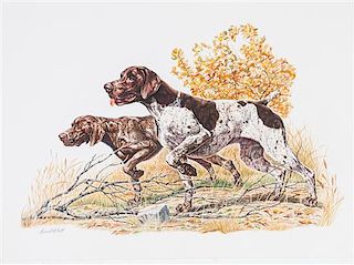 * Ernest Hart, (American, b. 1910), Hound Dogs