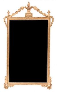 * A French Painted and Gilt Gesso Mirror 44 x 25 inches.