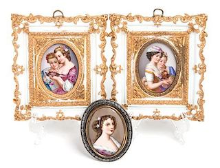 Two German Porcelain Plaques Height of tallest overall 4 3/4 inches.